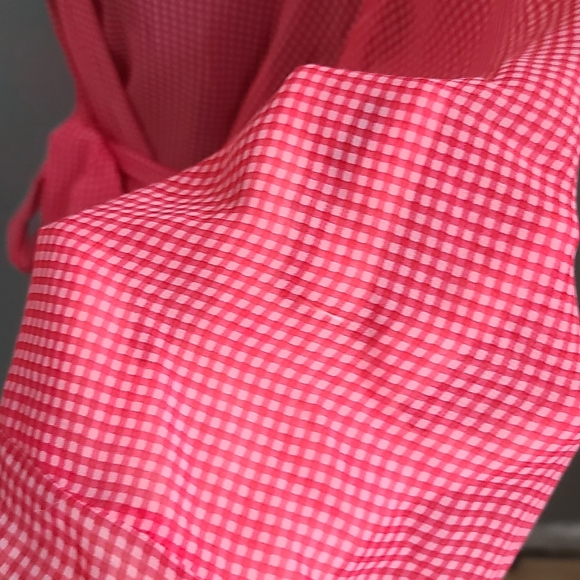 Murano Red Checkered Long Sleeve Short Lingerie Lounge Robe - Picture 8 of 11